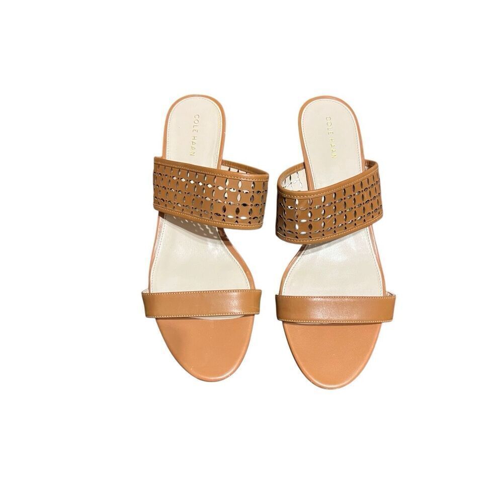 Cole Haan tan leather wedge sandal sz 9.5